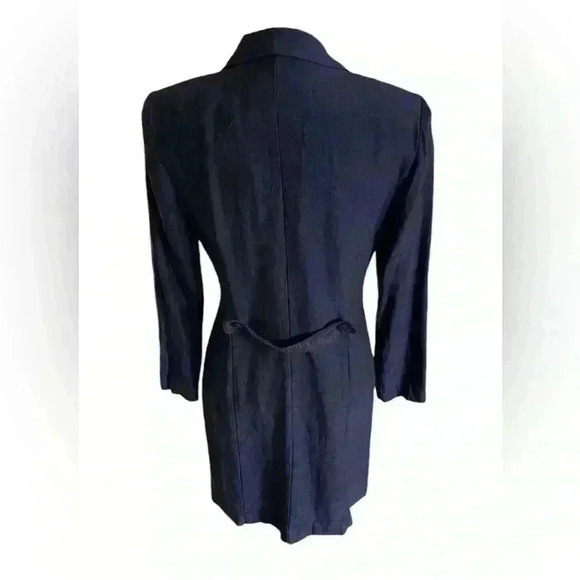 Jessica Howard Coat Dress Navy Blue with Handpainted Flowers Vintage 80s Size 10 - Picture 4 of 9